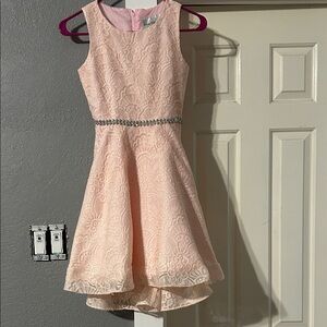Chasing Fireflies Blush Lace Dress with Silver Accents